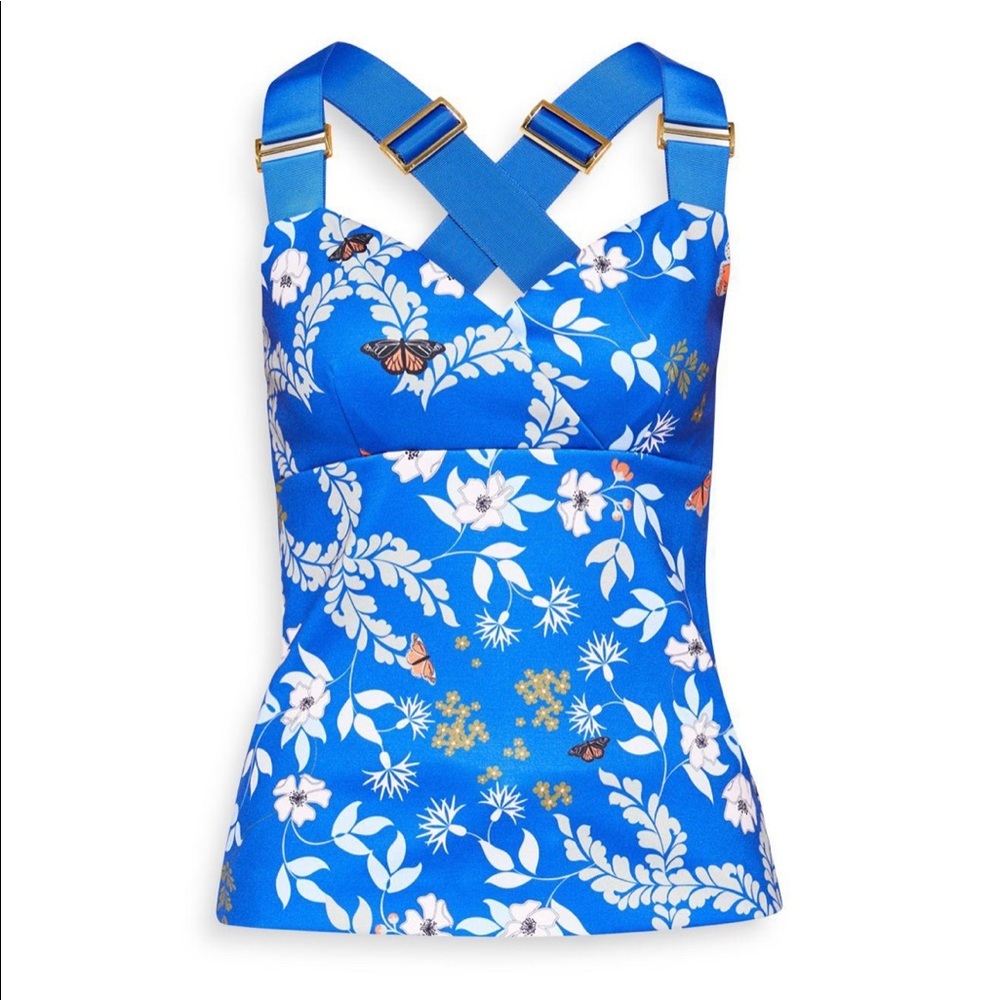 Ted Baker Blue Kyoto Gardens Cross-over Top Size 1